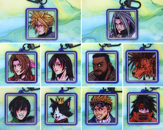 FF7 Portraits- 2 inch Acrylic Charm Keychain