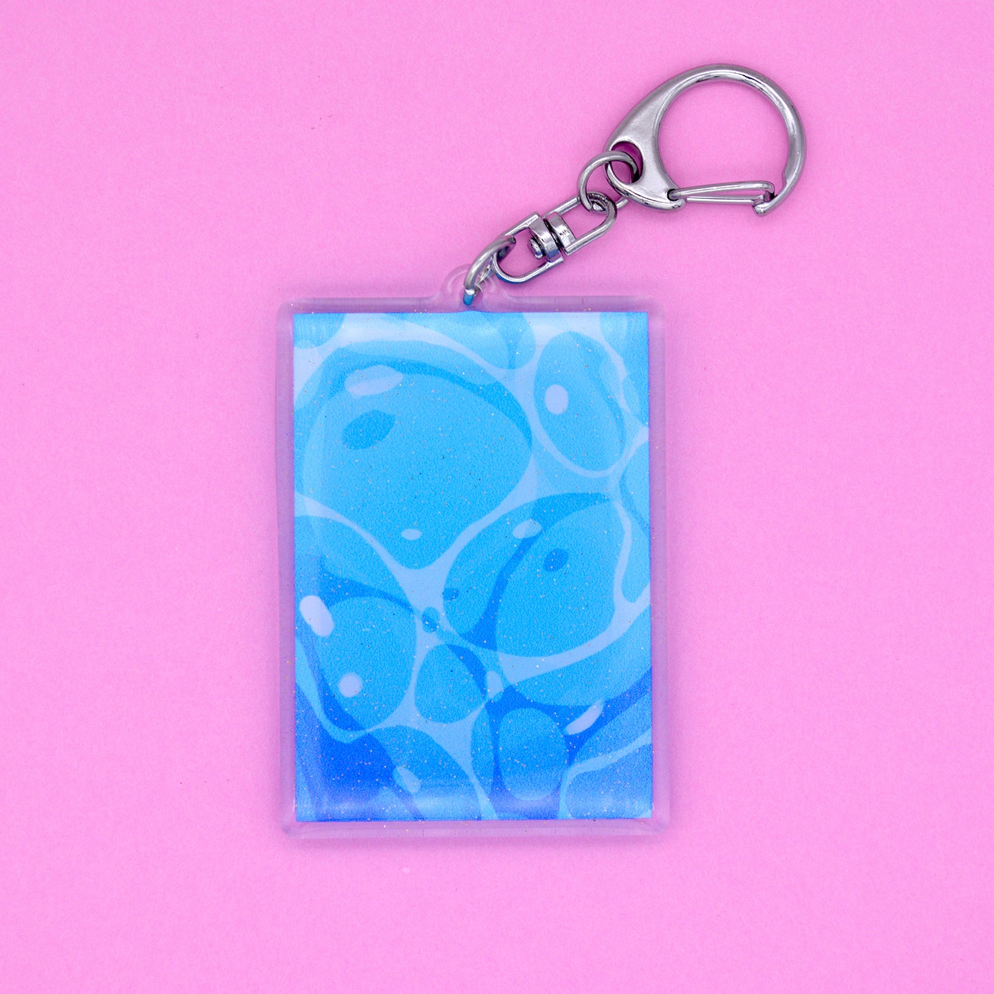 Water- 2.5 inch Acrylic Glitter Epoxy Charm Keychain