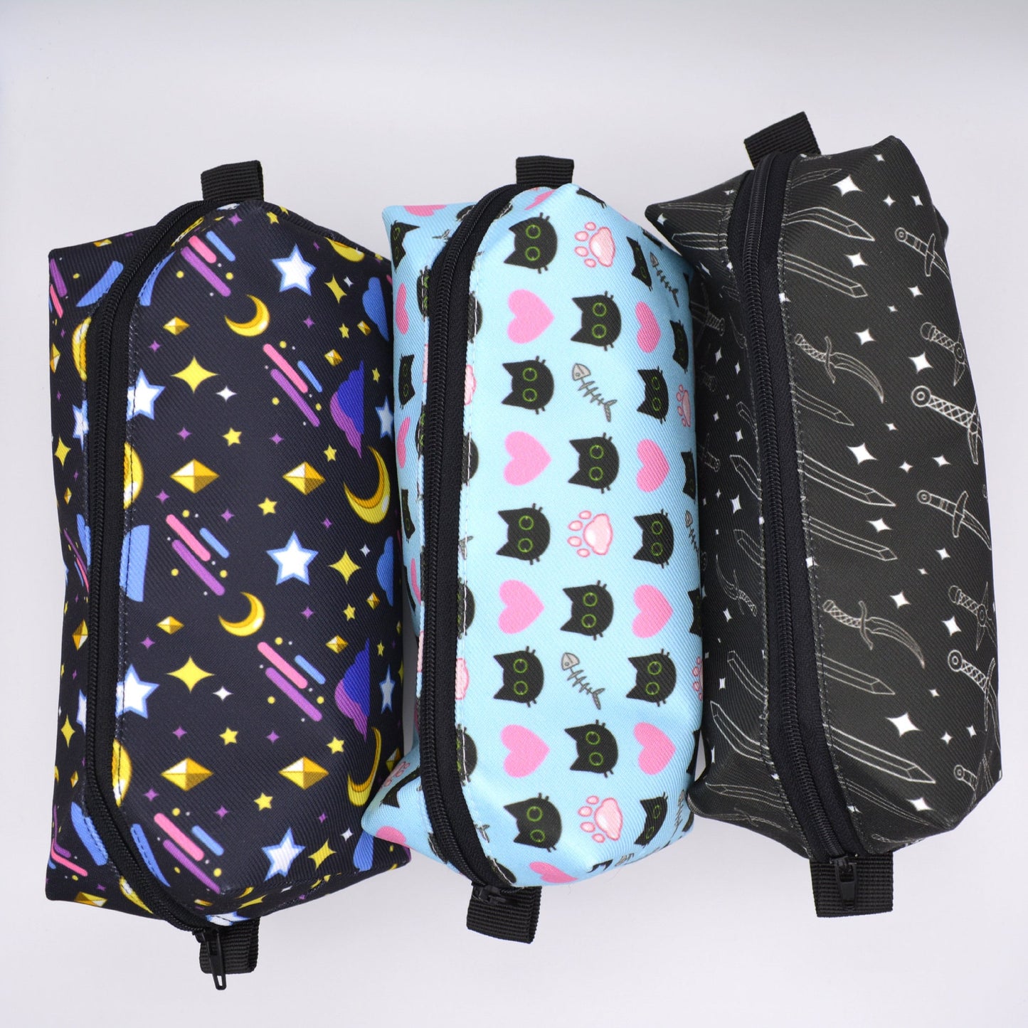 Zipper Pouches - Night Sky/Cats/Swords