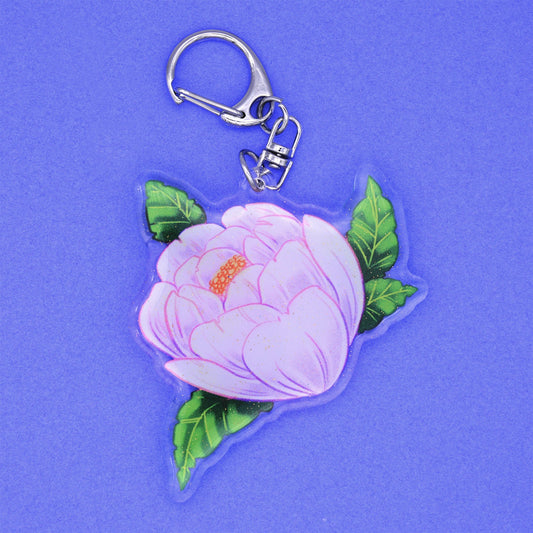 Flower - 2.5 inch Acrylic Glitter Epoxy Charm Keychain