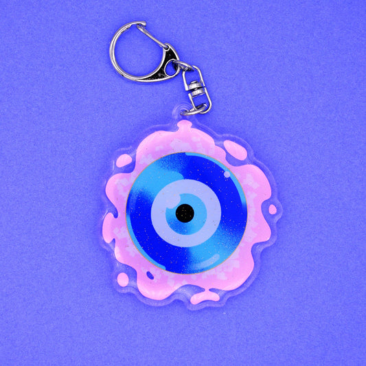 Evil Eye - 2.5 inch Acrylic Glitter Epoxy Charm Keychain