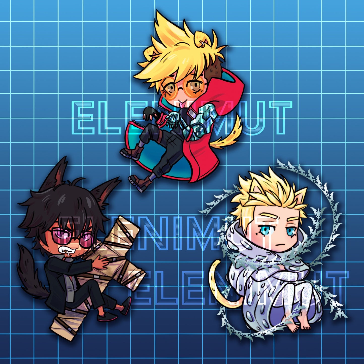 TriWoof - 2.5 inch Acrylic Charms Keychains